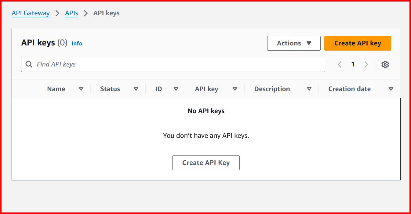 Picture showing the Create API Key for creating the new API Key